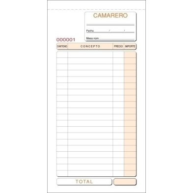 T-101-TALONARIO CAMAREROS 1/3 TRIPLICADO LOAN precio por 5 unidades