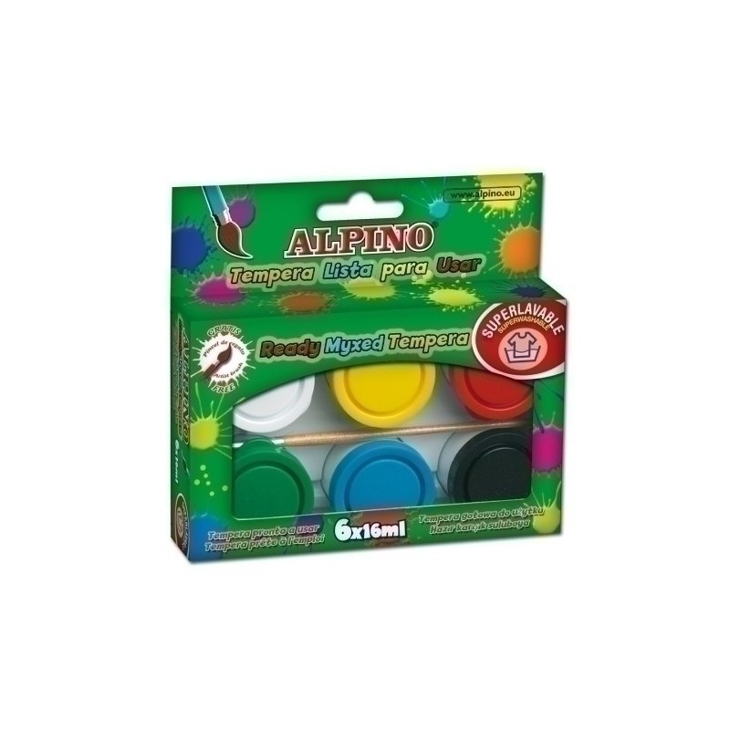 DM020918/DM010918-TEMPERA ALPINO  16 ml ESTUCHE 6 + pincel precio por 1 unidades