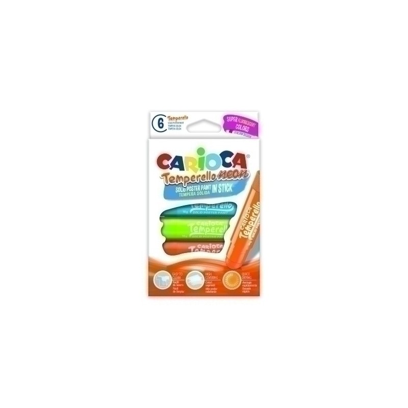 42675-TEMPERA CARIOCA TEMPERELLO NEON C/6 precio por 1 unidades