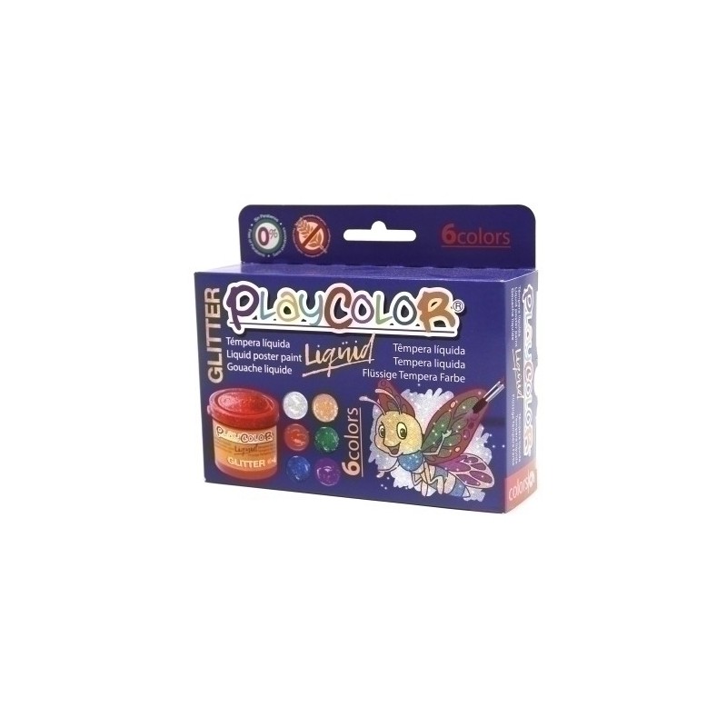 20221-TEMPERA PLAYCOLOR 40ml GLITTER ESTUCHE 6 precio por 1 unidades