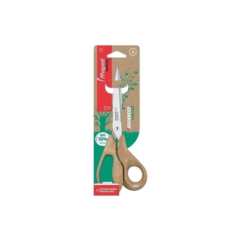 499111-TIJERAS MAPED ADV. WOOD 21cm ASIMETRICA precio por 24 unidades