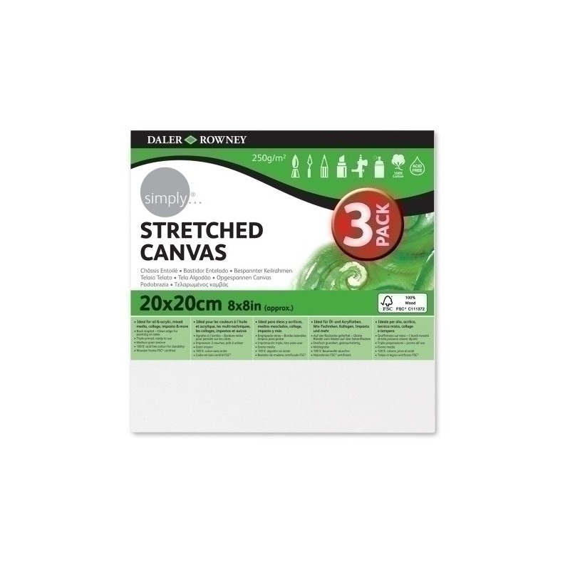 D51503202000-BASTIDOR LIENZO D.ROWNEY 20x20 cm P/3 precio por 1 unidades