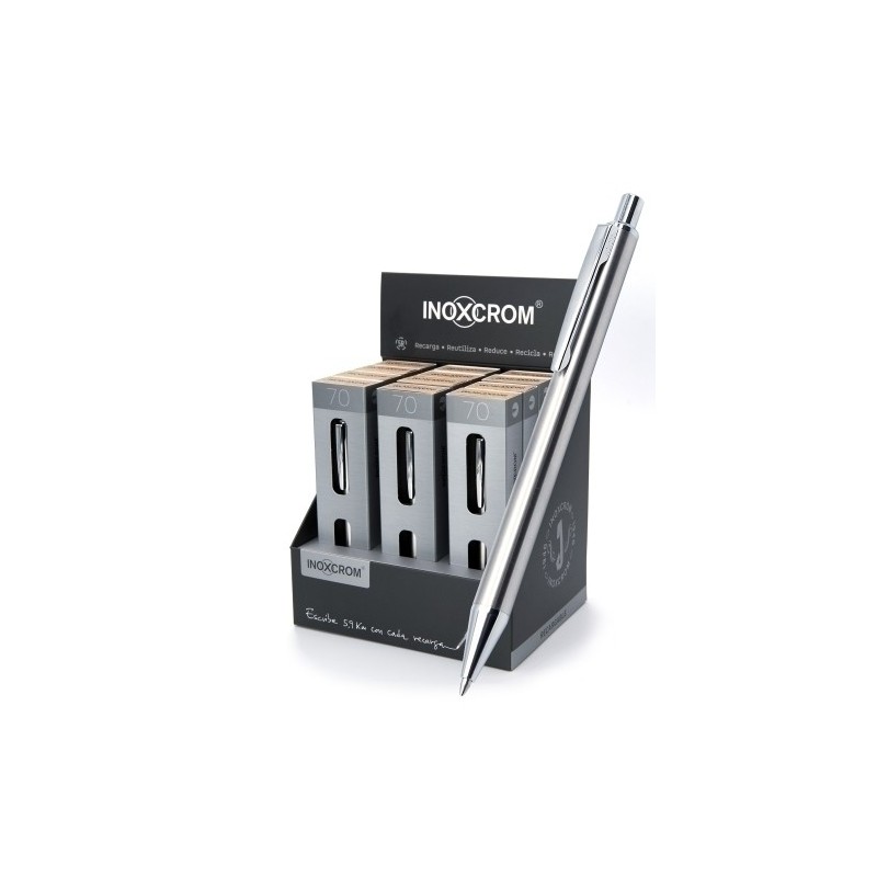 42101002-BOLIGRAFO INOXCROM INOX-70 EXP.12 precio por 1 unidades