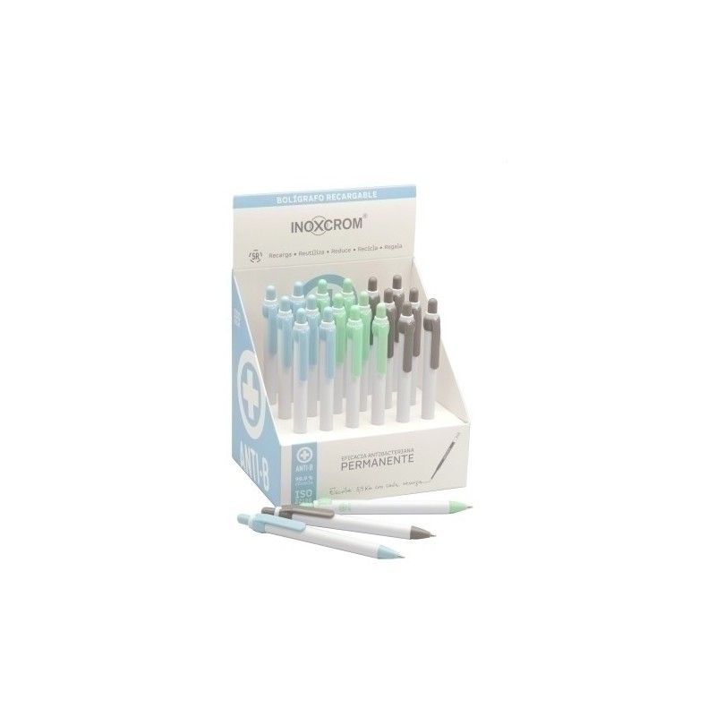 42101016-BOLIGRAFO INOXCROM ROCKER ANTIB. EXP.18 precio por 1 unidades
