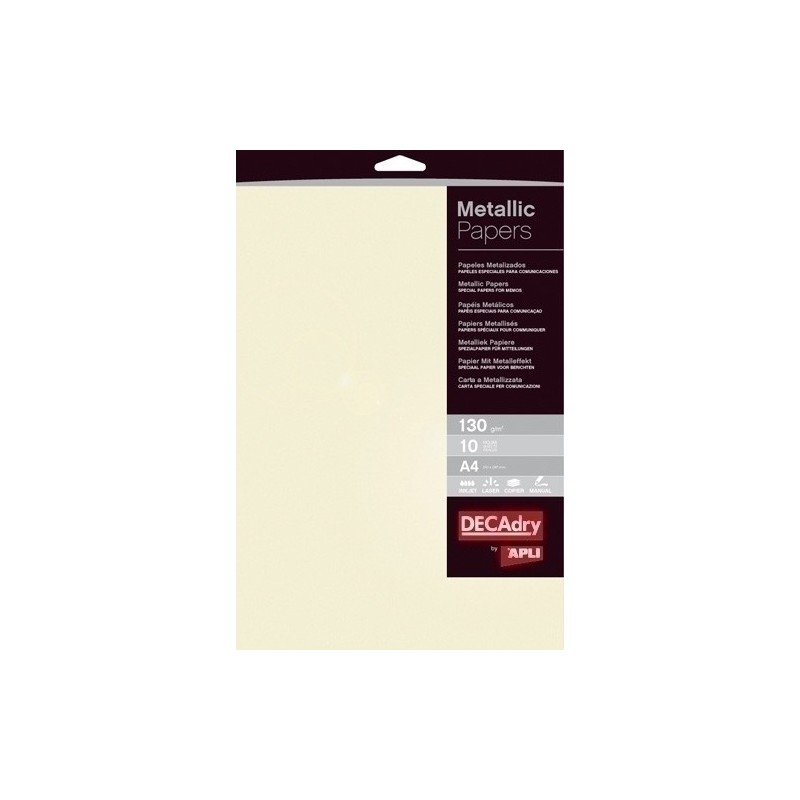 11973-PAPEL METALIZAD.A4 APLI 130g 10h CHAMPAN precio por 1 unidades
