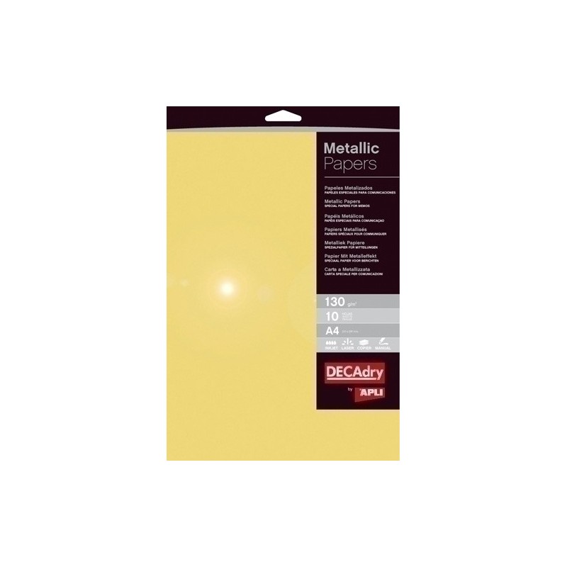 11999-PAPEL METALIZAD.A4 APLI 130g 10h ORO precio por 1 unidades