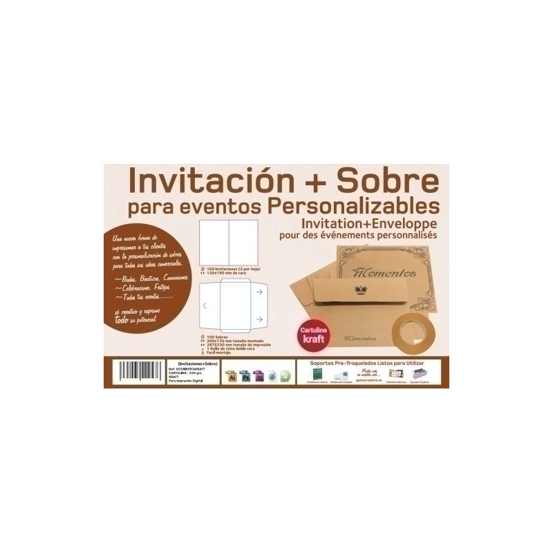 0558INVITAKRAFT-PAP.YOSAN INVITACIONES KRAFT precio por 100 unidades