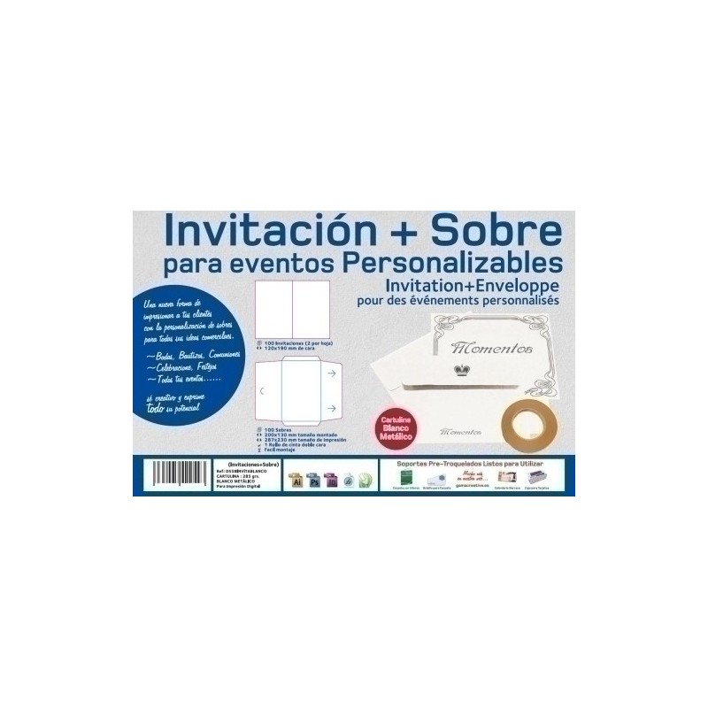 0558INVITABLANCO-PAP.YOSAN  INVITACIONES BLANCO precio por 100 unidades
