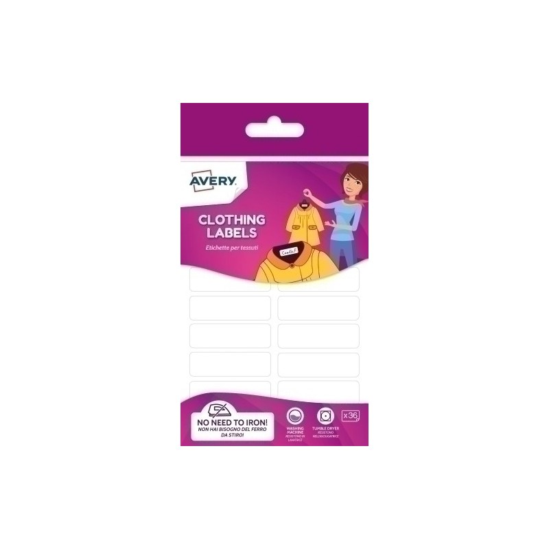 ETVET36-UK-ETIQUETA ESCOLAR AVERY TEJIDO 45x13 B/36 precio por 30 unidades