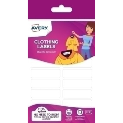 ETVET36-UK-ETIQUETA ESCOLAR AVERY TEJIDO 45x13 B/36 precio por 30 unidades