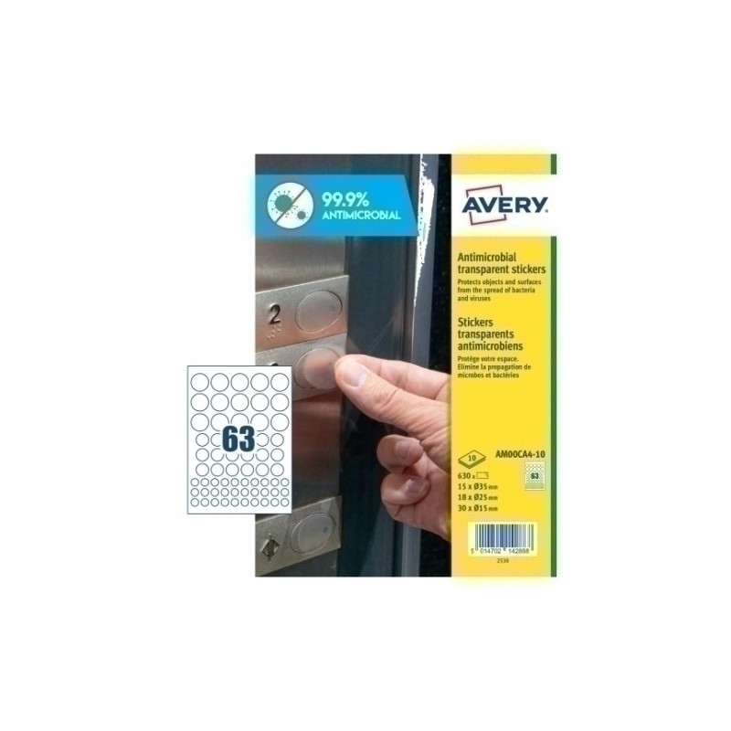 AM00CA4-ETIQ.AVERY AM00CA4 ANTIB. 10h A4 CIRCULO precio por 1 unidades