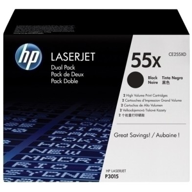CE255XD-TONER HP CE255XD Nº55X NEGRO PACK 2 UD. precio por 1 unidades