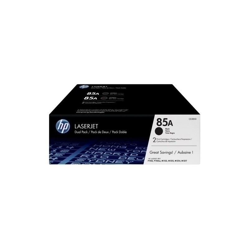 CE285AD-TONER HP CE285AD Nº85A NEGRO PACK 2 UD. precio por 1 unidades