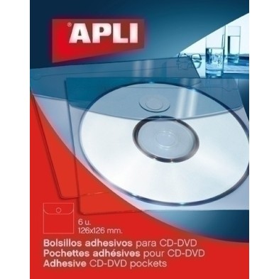 02585-FUNDA CD  DE BOLSILLO ADHESIVA D/6 UNID. precio por 1 unidades