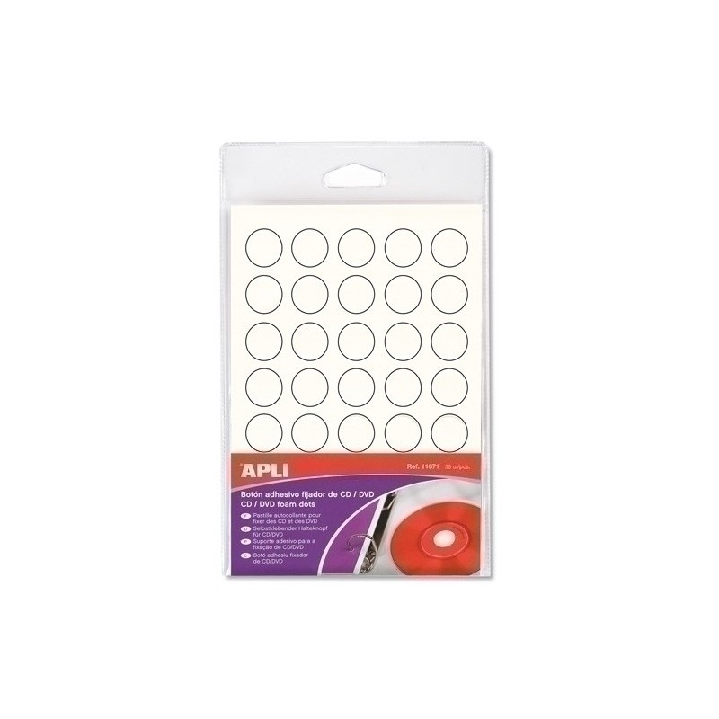 11671-BOTON ADHESIVO FIJADOR CD/DVD 35 UDS precio por 1 unidades