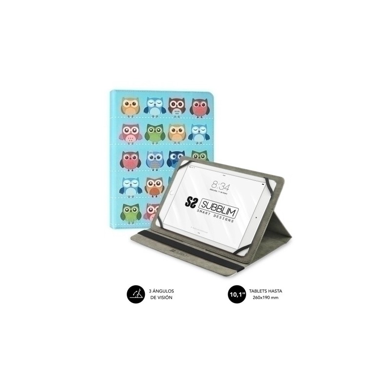 SUB-CUT-4TC003-FUNDA TABLET SUBBLIM TRENDY  OWLS 10.1" precio por 1 unidades