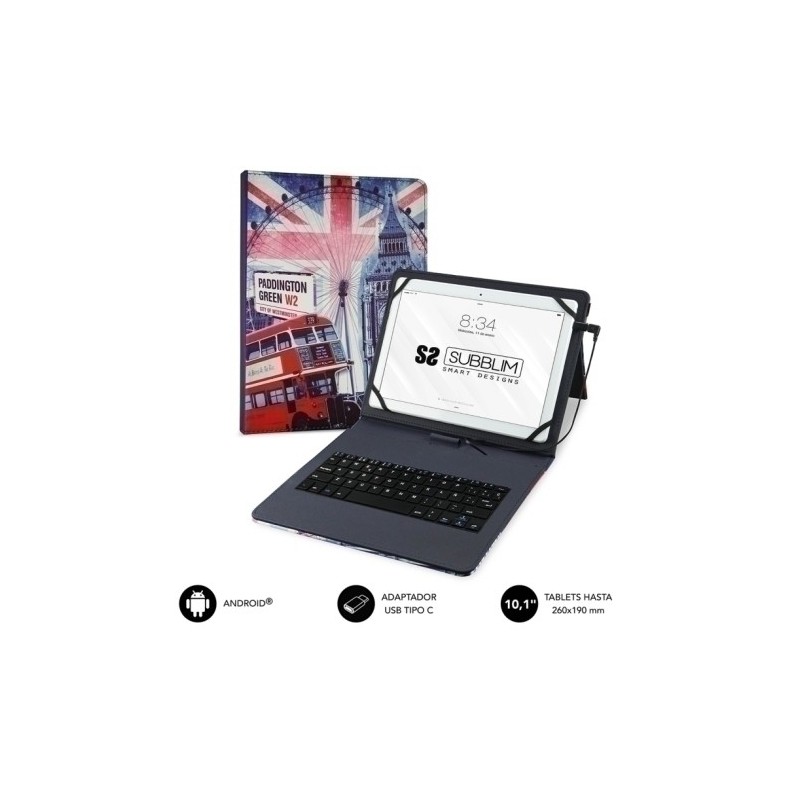 SUB-KT1-USB050-FUNDA TABLET SUBBLIM USB 10.1" ENGLAND precio por 1 unidades