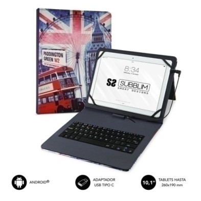 SUB-KT1-USB050-FUNDA TABLET SUBBLIM USB 10.1" ENGLAND precio por 1 unidades