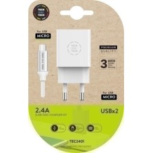 TEC2401-CARGADOR TECHONE DOBLE + CABLE USB-USB-M precio por 1 unidades