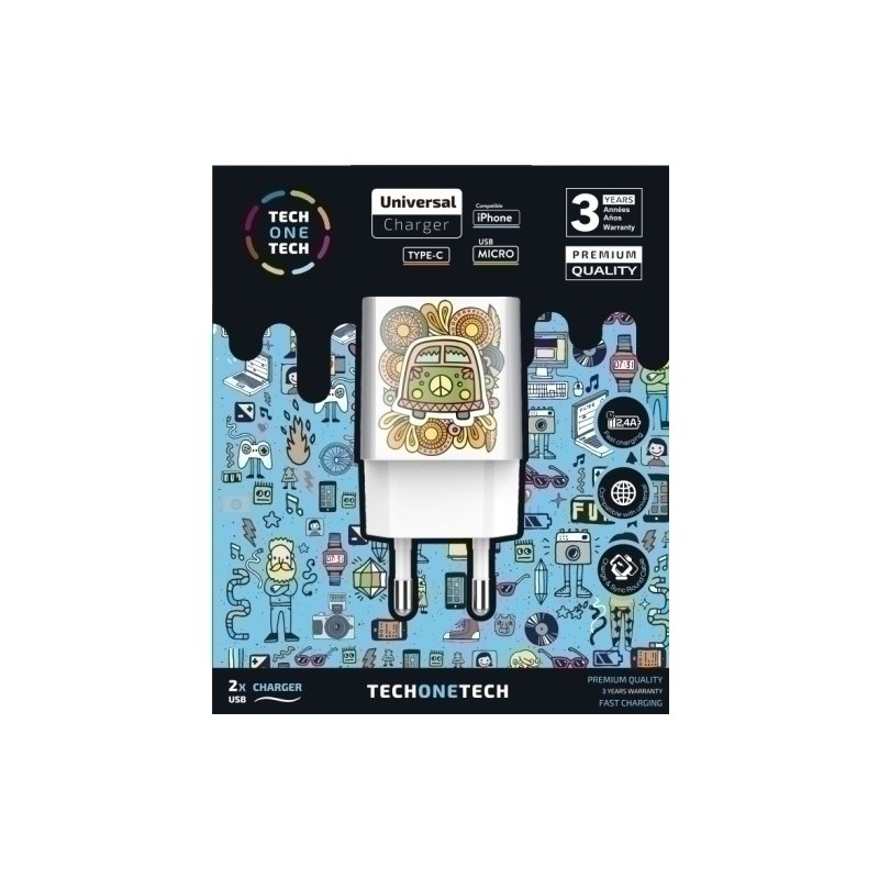 TEC2503-CARGADOR TECHONE DOBLE PARED GREEN CAMPE precio por 1 unidades