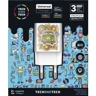 TEC2503-CARGADOR TECHONE DOBLE PARED GREEN CAMPE precio por 1 unidades