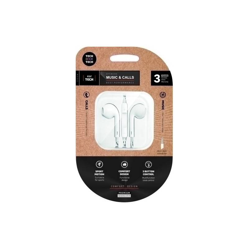 TEC1001-AURICULARES TECHONE BOTON MINI JACK BLAN precio por 1 unidades