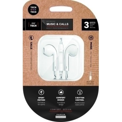 TEC1001-AURICULARES TECHONE BOTON MINI JACK BLAN precio por 1 unidades