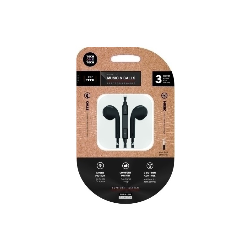 TEC1002-AURICULARES TECHONE BOTON MINI JACK NEGR precio por 1 unidades