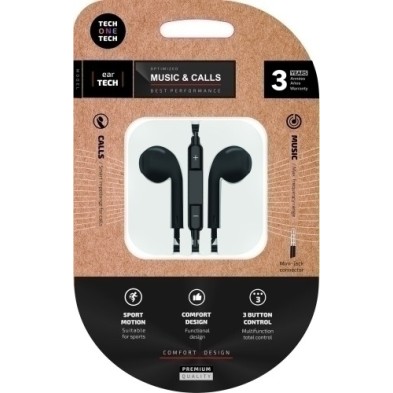 TEC1002-AURICULARES TECHONE BOTON MINI JACK NEGR precio por 1 unidades