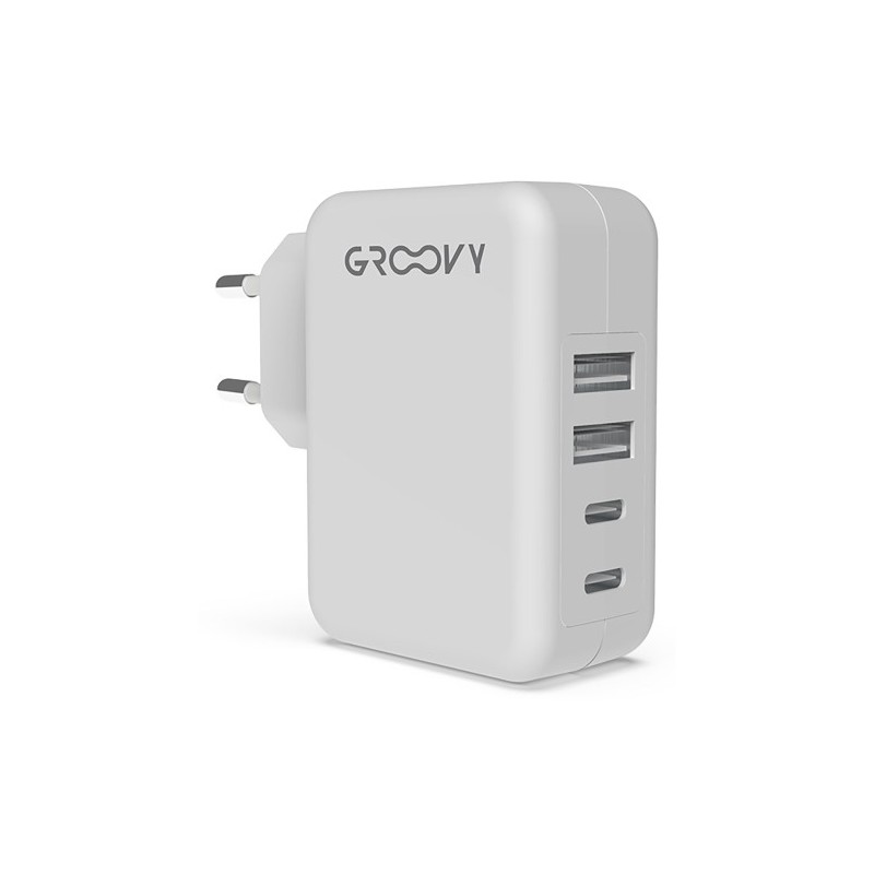 GR-SCH-2+2X4.8A-C01-CARGADOR GROOVY PARED 2xUSB+2xUSB-C 4.8A precio por 1 unidades
