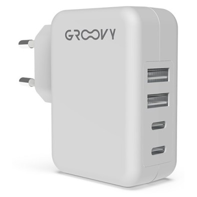 GR-SCH-2+2X4.8A-C01-CARGADOR GROOVY PARED 2xUSB+2xUSB-C 4.8A precio por 1 unidades