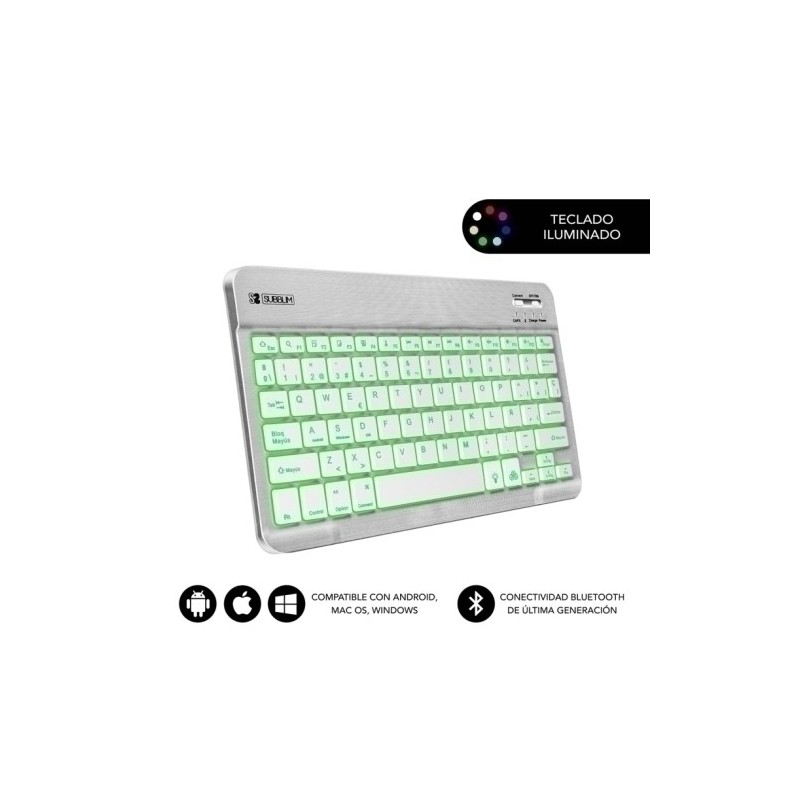 SUB-KBT-SMBL30-TECLADO TABLET SUBBLIM BACKLIT BT PLATA precio por 1 unidades