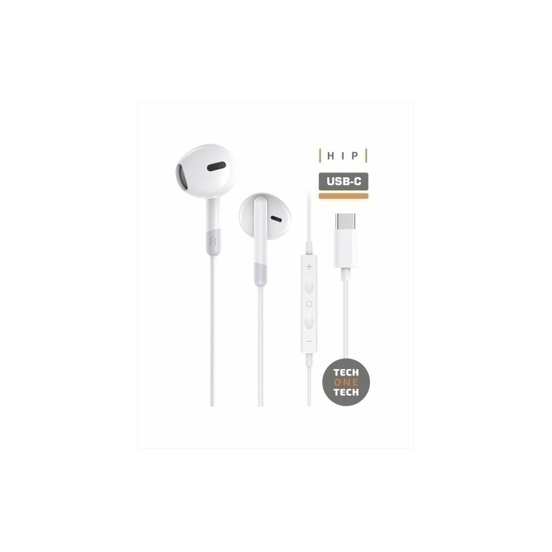 TEC1301-AURICULARES TECHONE BOTON USB-C BLANCO precio por 1 unidades
