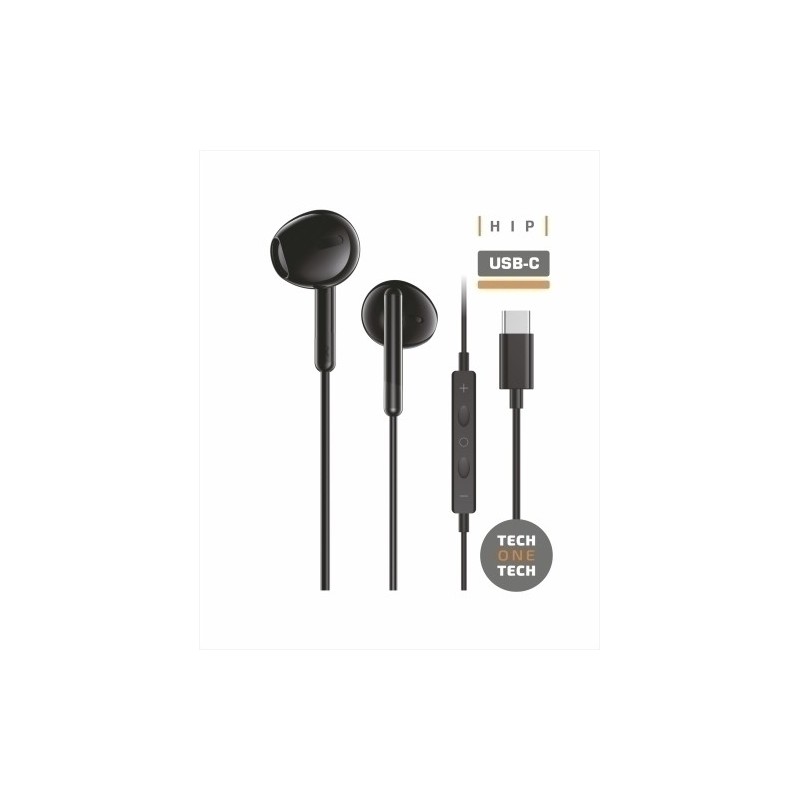 TEC1302-AURICULARES TECHONE BOTON USB-C NEGRO precio por 1 unidades