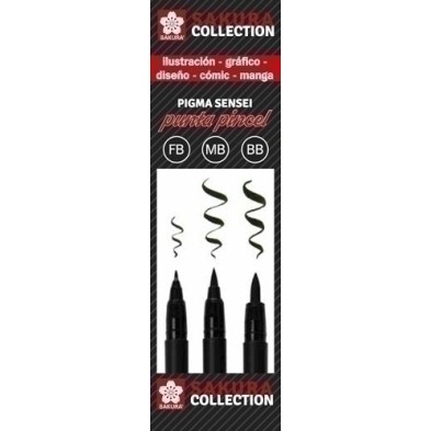 PO03002-ROTUL.SAKURA PIGMA BRUSHPEN E/3 precio por 1 unidades