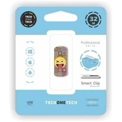 TEC4402-32-MEMORIA USB 32GB TECHONE EMOJI GUIÑO precio por 1 unidades