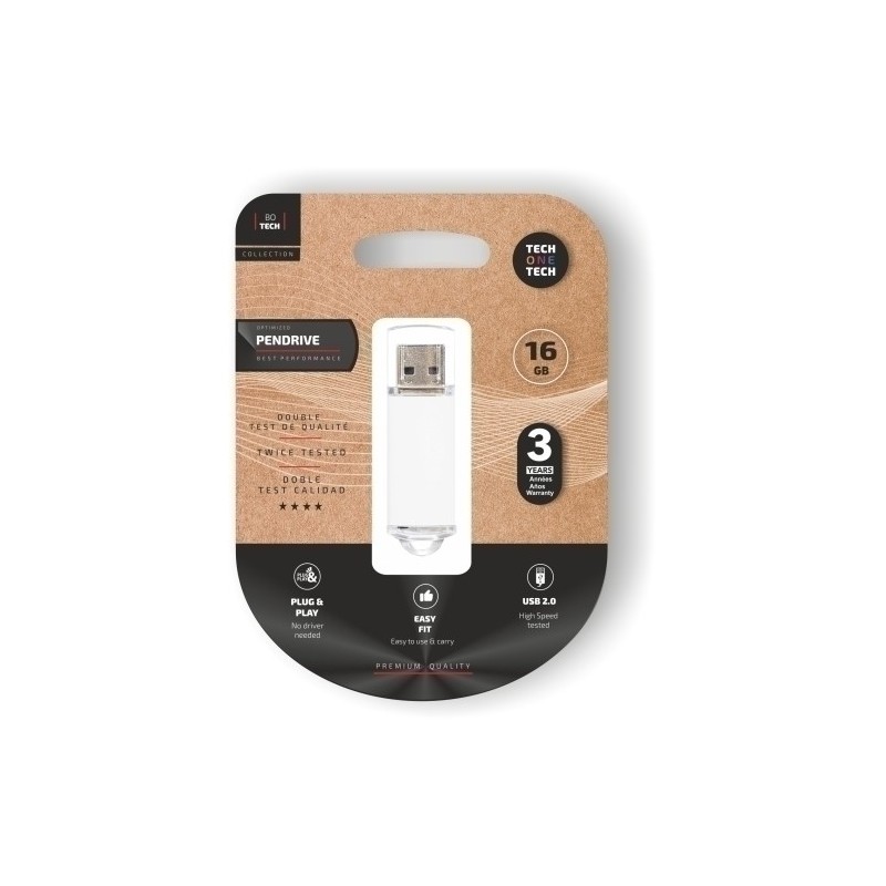 TEC3005-16-MEMORIA USB 16GB TECHONE BASIC BLANCO precio por 1 unidades