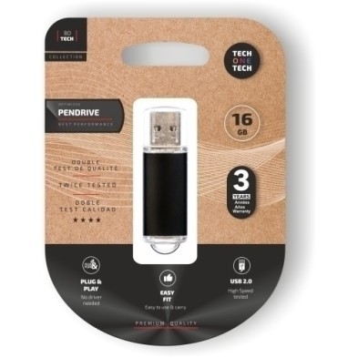 TEC3006-16-MEMORIA USB 16GB TECHONE BASIC NEGRO precio por 1 unidades