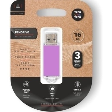 TEC3009-16-MEMORIA USB 16GB TECHONE BASIC PURPLE precio por 1 unidades