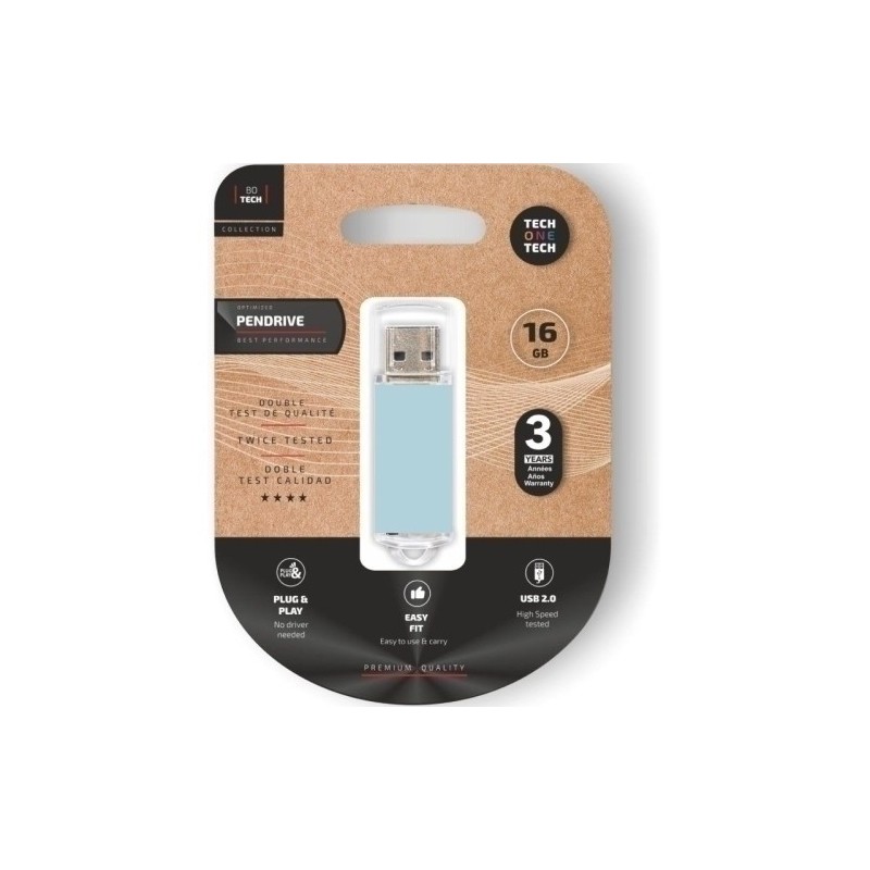 TEC3010-16-MEMORIA USB 16GB TECHONE BASIC BLUE precio por 1 unidades