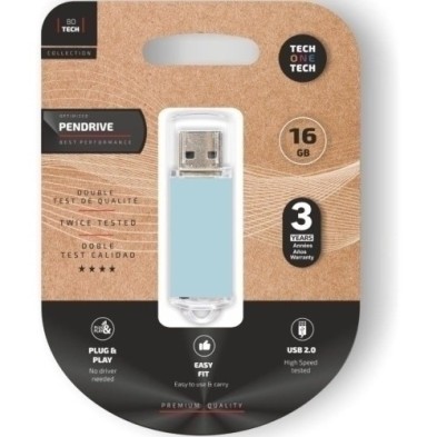 TEC3010-16-MEMORIA USB 16GB TECHONE BASIC BLUE precio por 1 unidades