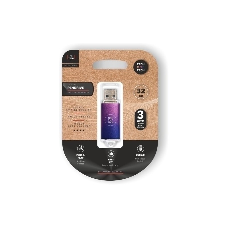 TEC4601-32-MEMORIA USB 32GB TECHONE BASIC PURPLE precio por 1 unidades