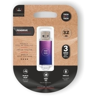 TEC4601-32-MEMORIA USB 32GB TECHONE BASIC PURPLE precio por 1 unidades