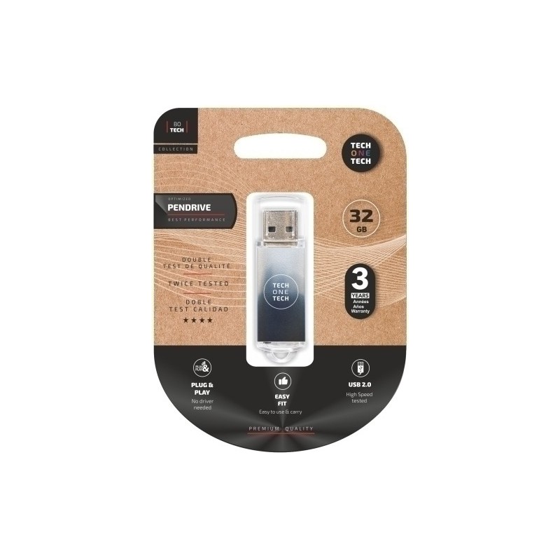 TEC4604-32-MEMORIA USB 32GB TECHONE BASIC BLACK&WHI precio por 1 unidades