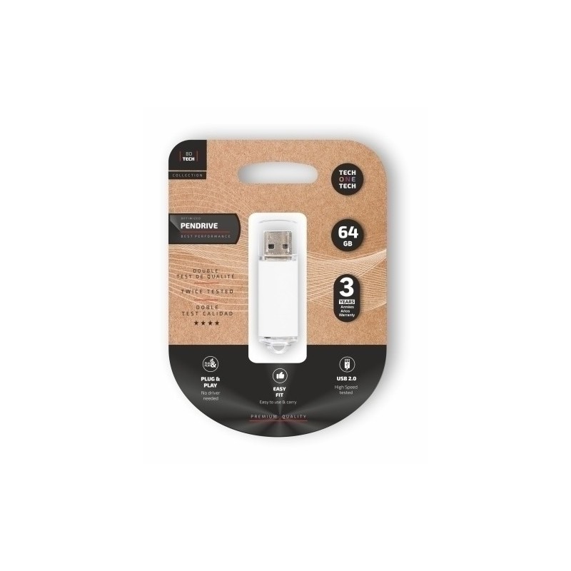 TEC3007-64-MEMORIA USB 64GB TECHONE BASIC BLANCO precio por 1 unidades