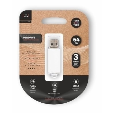 TEC3007-64-MEMORIA USB 64GB TECHONE BASIC BLANCO precio por 1 unidades