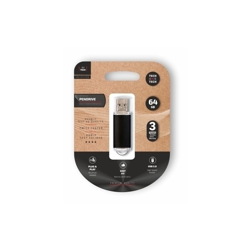 TEC3008-64-MEMORIA USB 64GB TECHONE BASIC NEGRO precio por 1 unidades