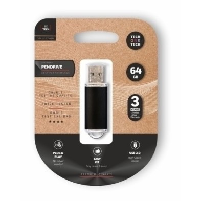 TEC3008-64-MEMORIA USB 64GB TECHONE BASIC NEGRO precio por 1 unidades