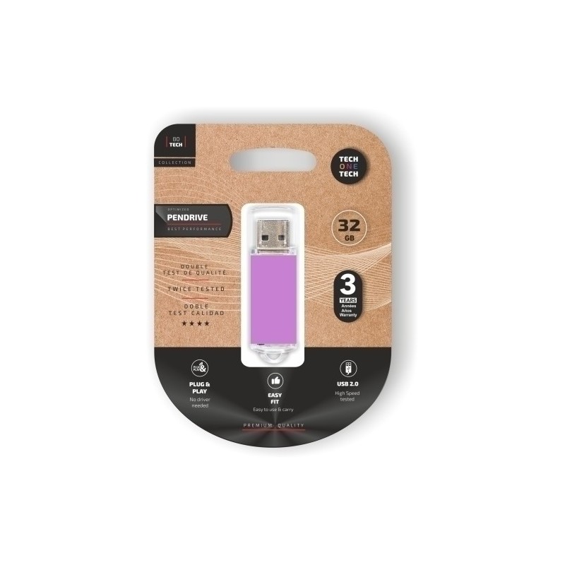 TEC3009-32-MEMORIA USB 32GB TECHONE BASIC PURPLE precio por 1 unidades