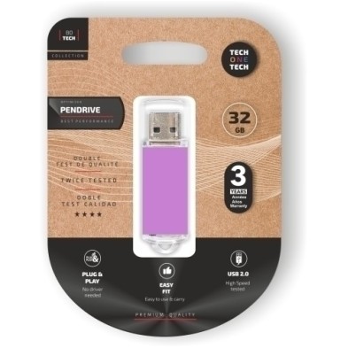 TEC3009-32-MEMORIA USB 32GB TECHONE BASIC PURPLE precio por 1 unidades